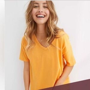 NWT Aerie Tangerine Oversized Vneck Tee Womens Small